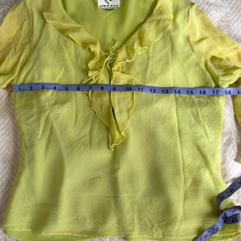 Lime Ruffle V-Neck Blouse - Picture 3 of 5